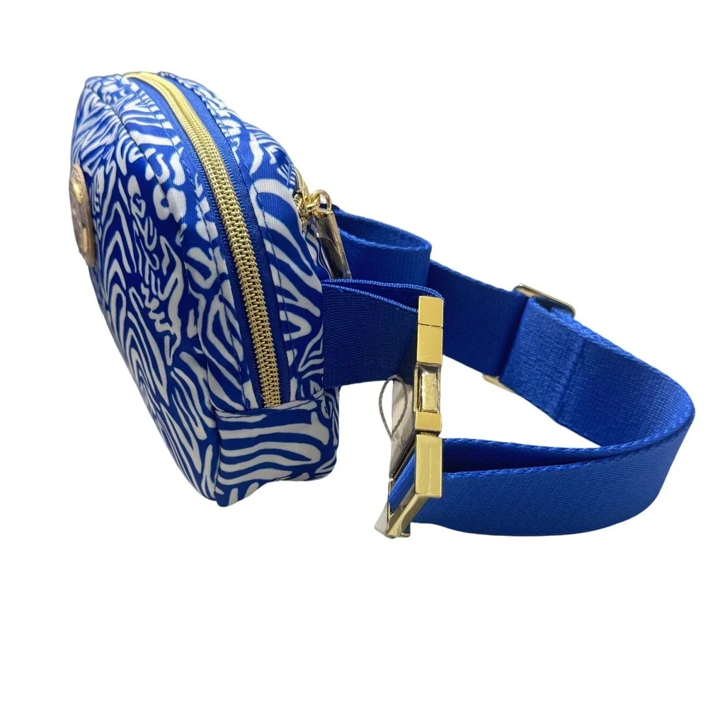 Lilly Pulitzer Jeanie Belt Bag Women OS Blue White NWT Zebra Print Fanny Pack - Picture 7 of 10